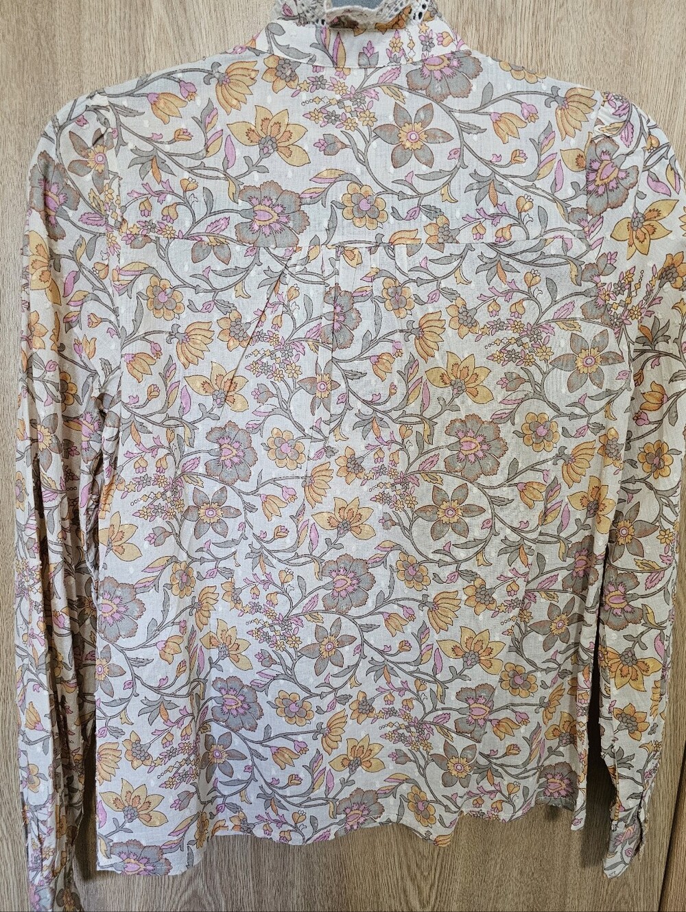 $185 NWT! Sezane Chlo Floral Ivory Pink Yellow Organic Cotton Size 34 US 2 XS S - Picture 7 of 7